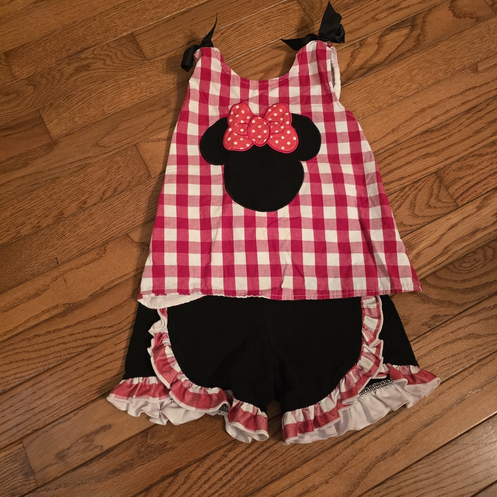 Kids Pink Checkered Costume with Bow